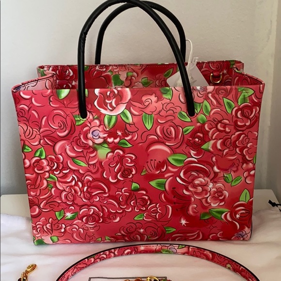 💯 Authentic Moschino Couture Red Leather Tote Bag - Picture 7 of 17